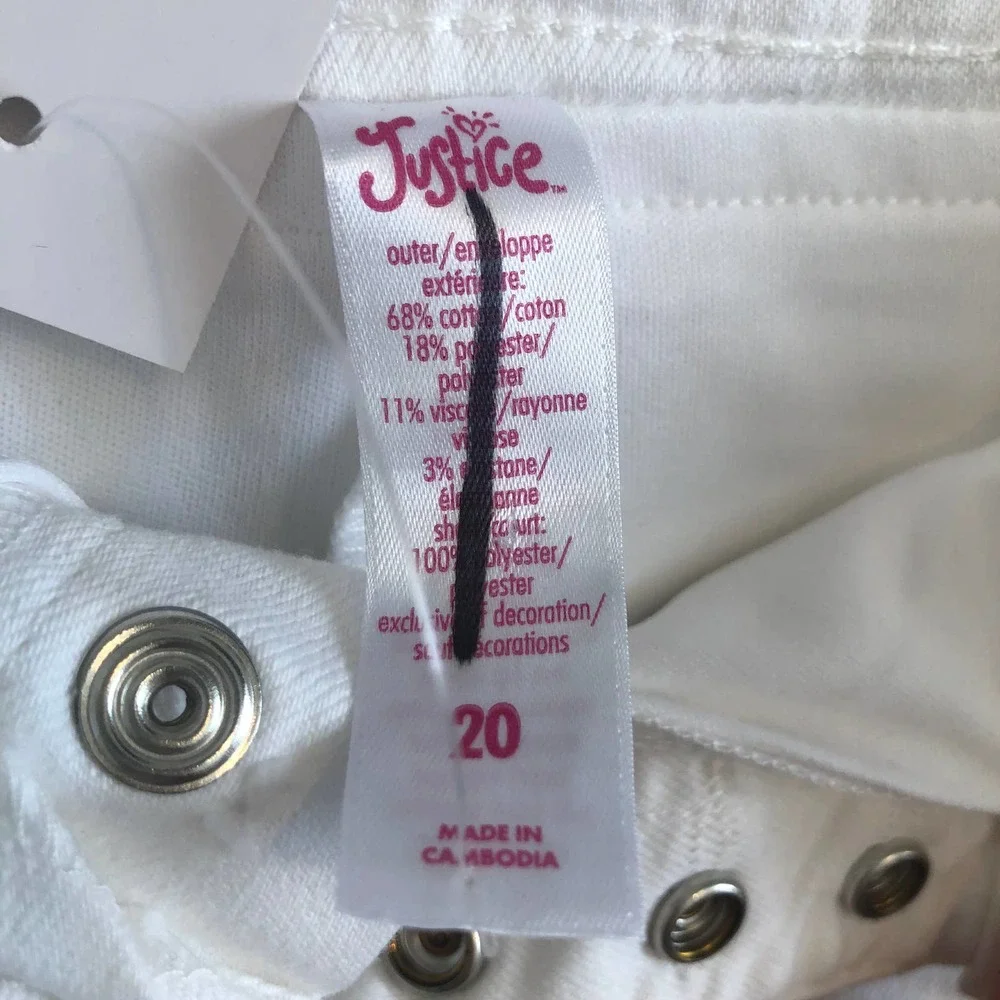 new nwt girl's justice white denim skirt size 20